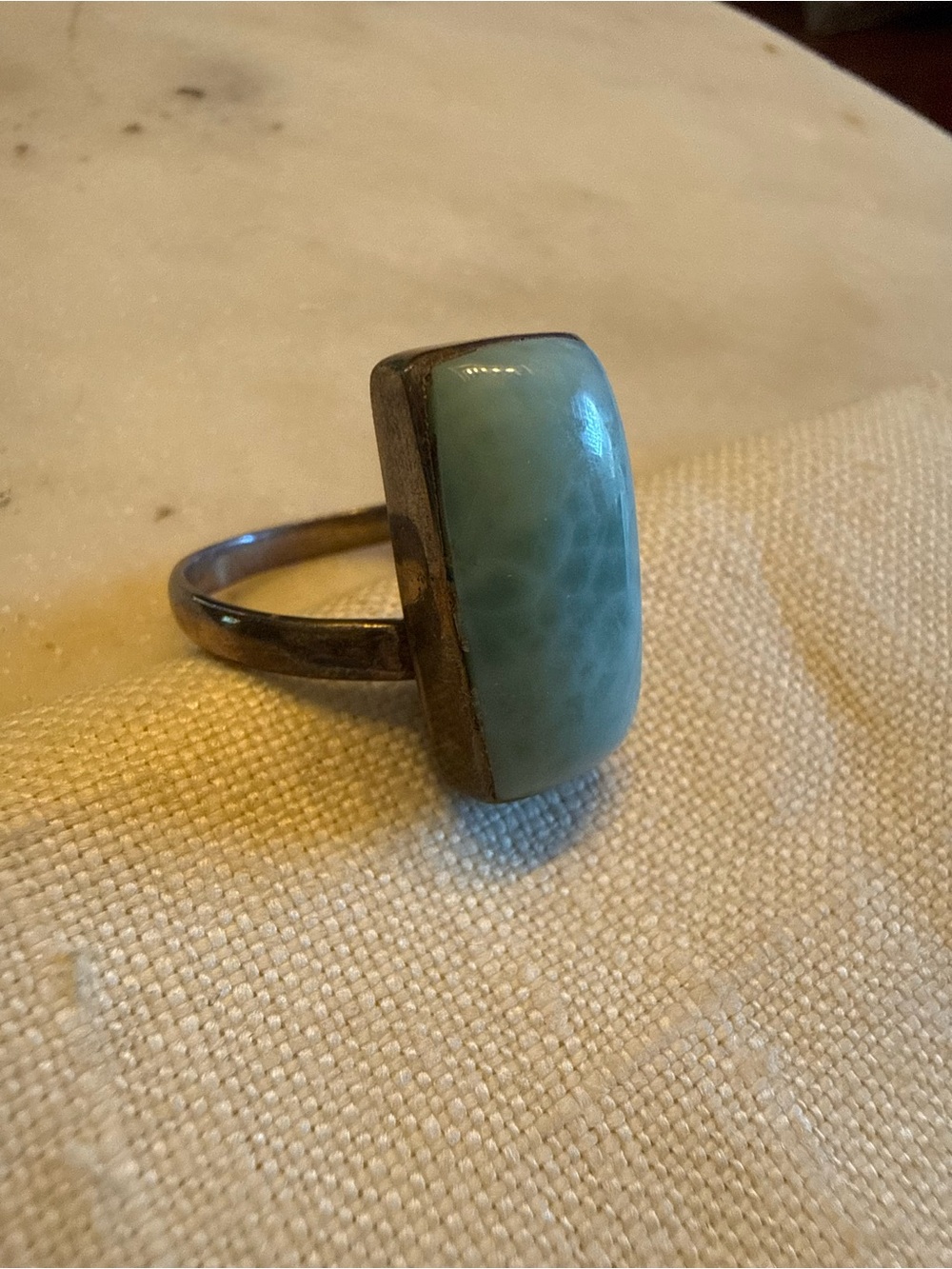 Larimar Rectangular Stone Ring - Picture 3 of 5